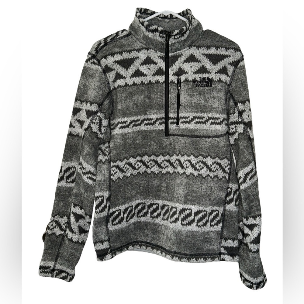The North Face Gordon Lyons 1/4 Zip Gray Aztec Pullover Men’s Size Small Outdoor